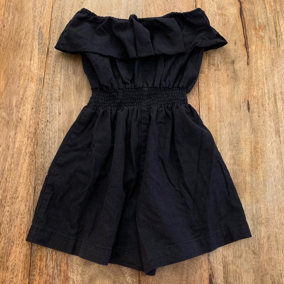 Black Strapless Romper w/Pockets - S - Picture 3 of 4